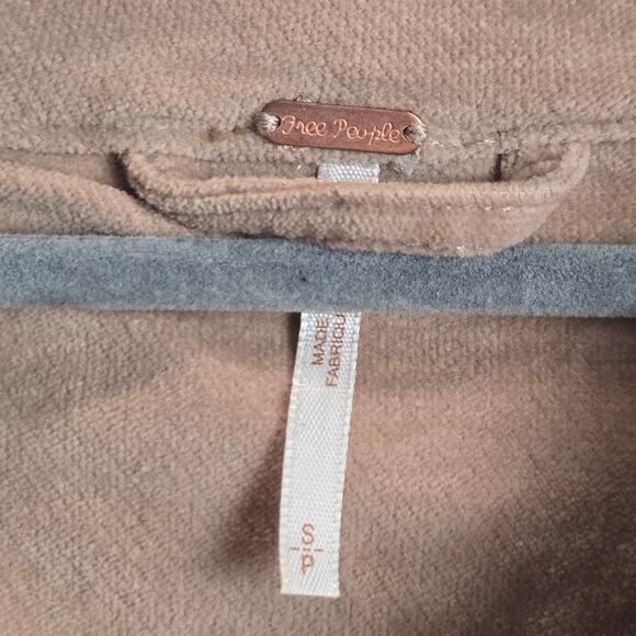 Free People Velvet Military Blazer Jacket Uncut Corduroy Ruffle Raw Hem Regency - Picture 3 of 7